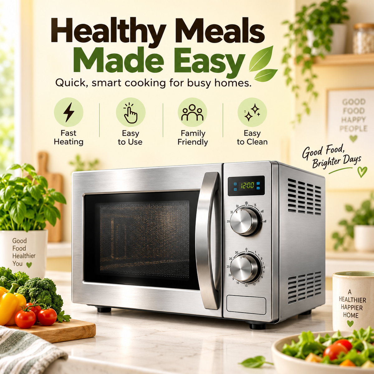 Smart Compact JUVVOOS®Microwave Oven with 360° Even Heating, Adjustable Power & One-Touch Reheating 🥘