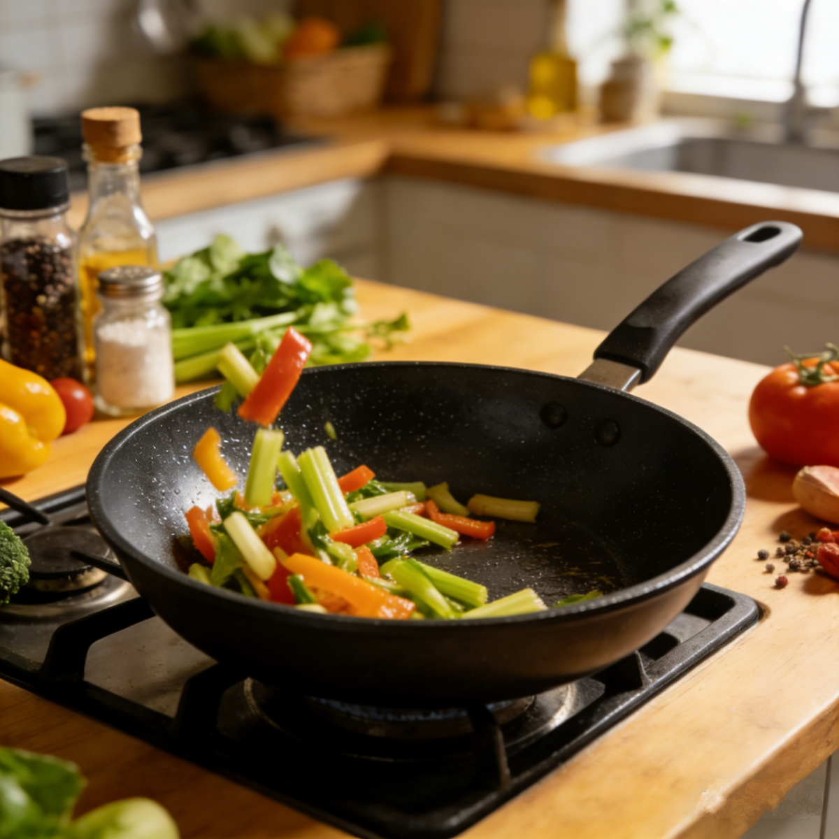 🍳 Premium Non-Stick  JUVVOOS®Frying Pan | Smoke-Reducing, Scratch-Resistant & High-Heat Cookware | Even Heating for Frying, Searing & Stir-Frying | Easy-Clean with Heat-Safe Handle ✨