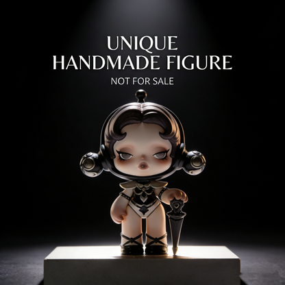 NoirUmbrella Celestial Doll Art Toy | Handmade Monochrome Retro-Futuristic Figurine with Mini Parasol Accessory (Non-Sale Prototype Edition)
