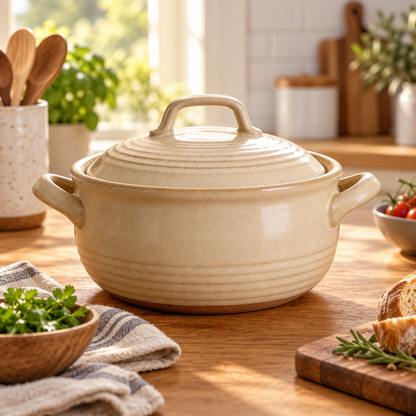 Healthy Versatile Earthen JUVVOOS® Pot, Your Reliable Kitchen Cooking Partner,High-Temp Resistant Ceramic Casserole, Lock in Flavor for Perfect Slow Stews.🍲