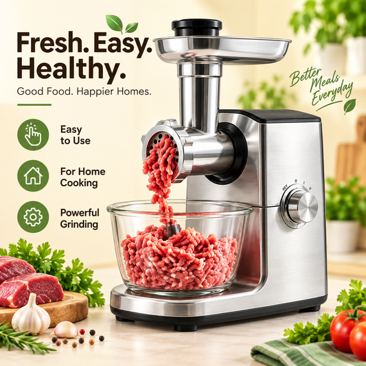 🥩 Household Quiet 2-Speed JUVVOOS®Meat Grinder ✨ Automatic Meat Mincer & Sausage Stuffer | Heavy-Duty Stainless Steel Food Processor | Easy-Clean Anti-Pinch Design for Meat, Garlic, Chili & More ⚙️