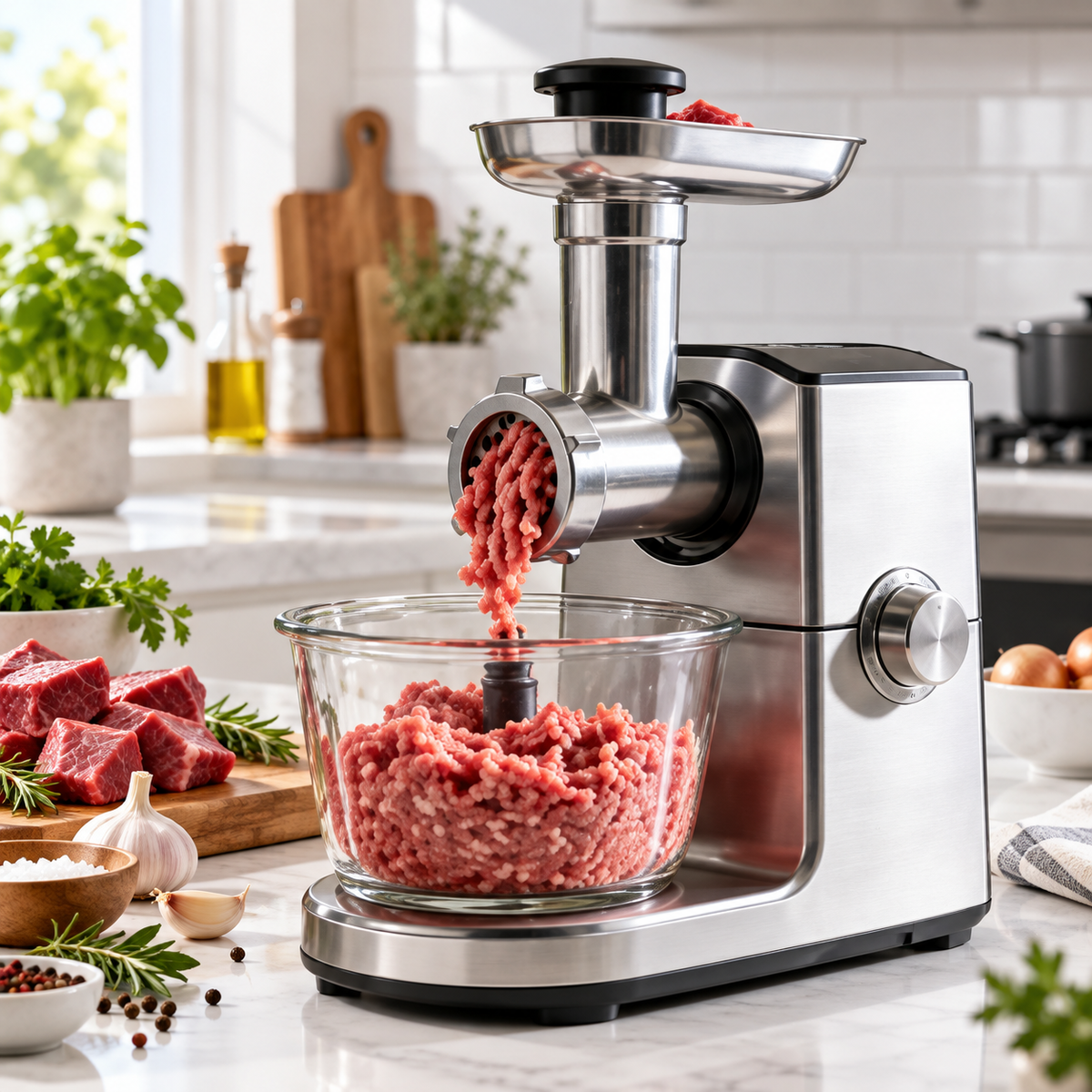 🥩 Household Quiet 2-Speed JUVVOOS®Meat Grinder ✨ Automatic Meat Mincer & Sausage Stuffer | Heavy-Duty Stainless Steel Food Processor | Easy-Clean Anti-Pinch Design for Meat, Garlic, Chili & More ⚙️