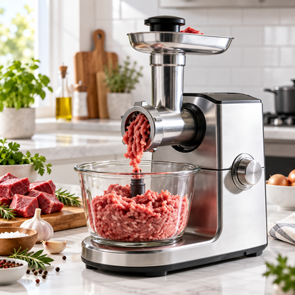 🥩 Household Quiet 2-Speed JUVVOOS®Meat Grinder ✨ Automatic Meat Mincer & Sausage Stuffer | Heavy-Duty Stainless Steel Food Processor | Easy-Clean Anti-Pinch Design for Meat, Garlic, Chili & More ⚙️