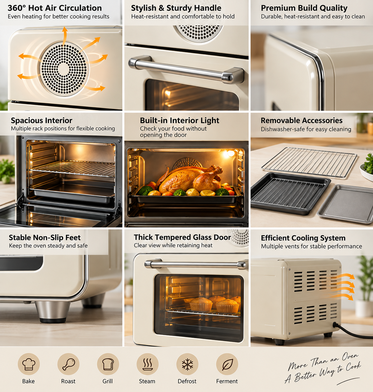 Smart Multi-Function JUVVOOS®Electric Oven with 360° Hot Air, Precise Temperature Control & Steam Cooking 🍳