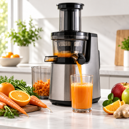 🥤Quiet Slow-Masticating JUVVOOS®Juicer ✨ Automatic Pulp & Juice Separation | Residue-Free Fruit & Vegetable Extractor | Multifunctional Home Juicer for Fresh Juice, Smoothies, Milkshakes & Baby Food 🍃