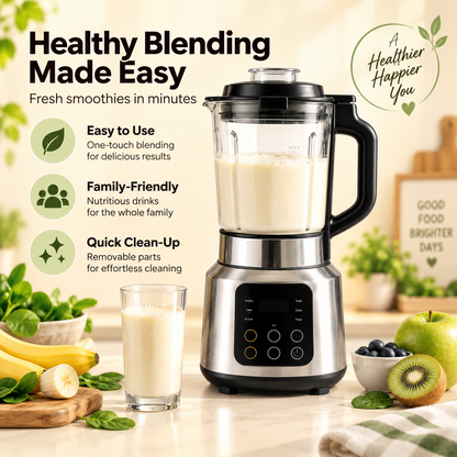 🥛✨ Smart Quiet JUVVOOS®Soy Milk Maker & Blender | Filter-Free Dry Bean Grinding | 24H Preset, Keep Warm & Self-Cleaning | Multifunctional Food Processor for Soy Milk, Smoothies & More