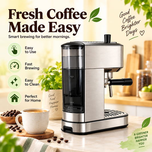 Smart Automatic JUVVOOS®Coffee Maker with One-Touch Brewing, Adjustable Strength, Removable Brew Unit & Easy-Clean Design ☕