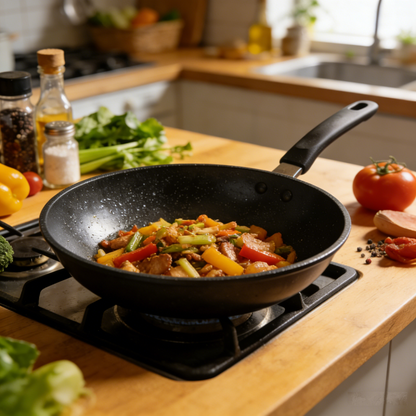 🍳 Premium Non-Stick  JUVVOOS®Frying Pan | Smoke-Reducing, Scratch-Resistant & High-Heat Cookware | Even Heating for Frying, Searing & Stir-Frying | Easy-Clean with Heat-Safe Handle ✨